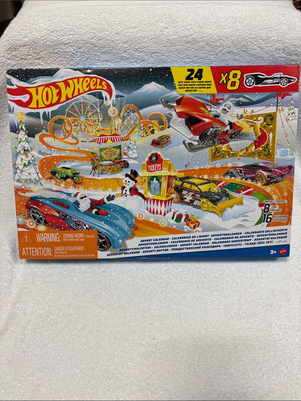 Mattel Hot Wheels 2021 Advent Calendar - Red, Blue, Yellow Cars
